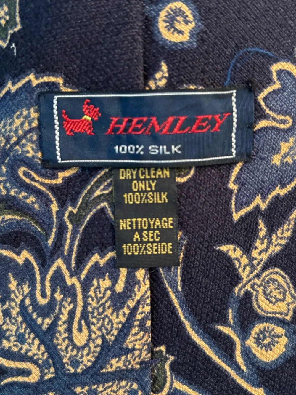 Hemley Classic Paisley Silk Tie in Black and Gold - Picture 3 of 3